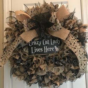 Handmade crazy cat lady wreath